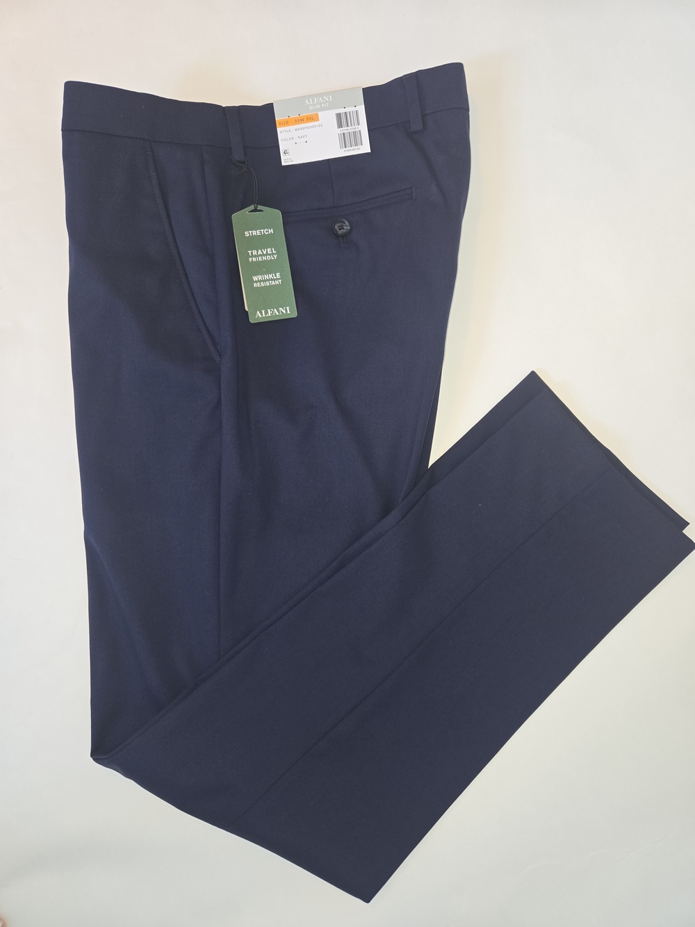 NWT Alfani Men's Dark Navy Stretch Workwear Business Dress Pants 33 W 32 L